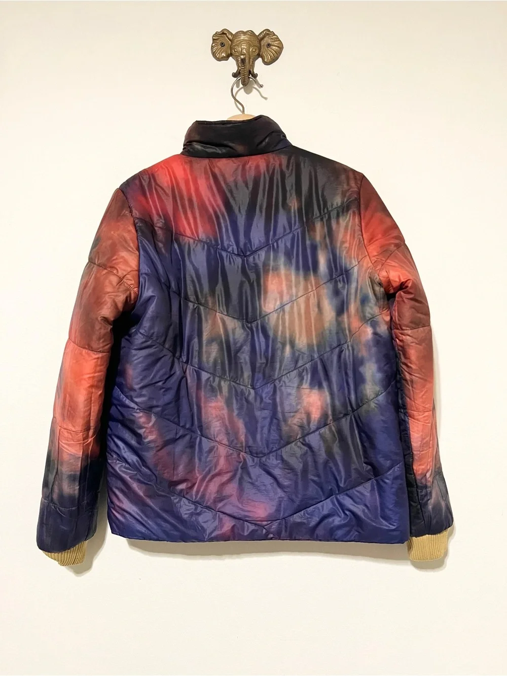 MOTHER The Two Faced Reversible Puffer Jacket Coat Tie Dye Joshua Trees SMALL D